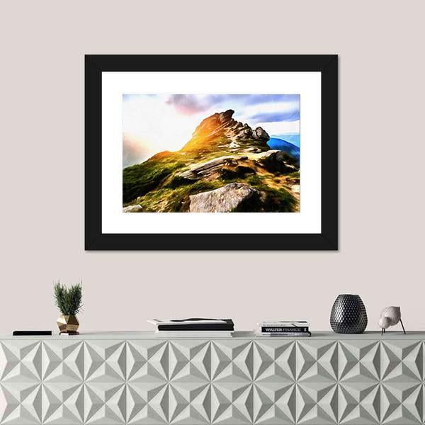 Mountain Watercolor Painting Canvas Wall Art-3 Horizontal-Gallery Wrap-25" x 16"-Tiaracle