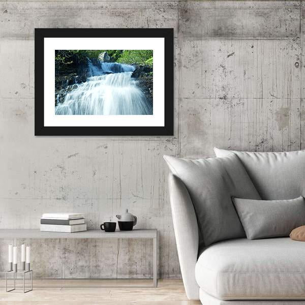 Mountain Waterfall Glacier Canvas Wall Art-3 Horizontal-Gallery Wrap-25" x 16"-Tiaracle
