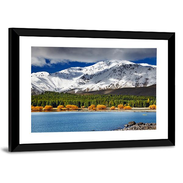 Mountain With Lake Tekapo Canvas Wall Art-1 Piece-Framed Print-30" x 20"-Tiaracle