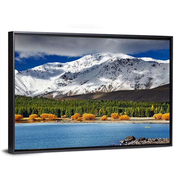 Mountain With Lake Tekapo Canvas Wall Art-3 Horizontal-Gallery Wrap-25" x 16"-Tiaracle