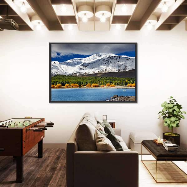 Mountain With Lake Tekapo Canvas Wall Art-5 Horizontal-Gallery Wrap-22" x 12"-Tiaracle