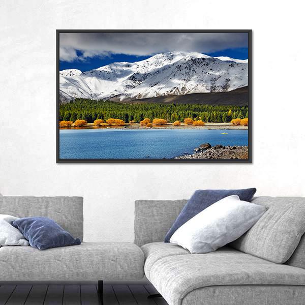 Mountain With Lake Tekapo Canvas Wall Art-3 Horizontal-Gallery Wrap-25" x 16"-Tiaracle