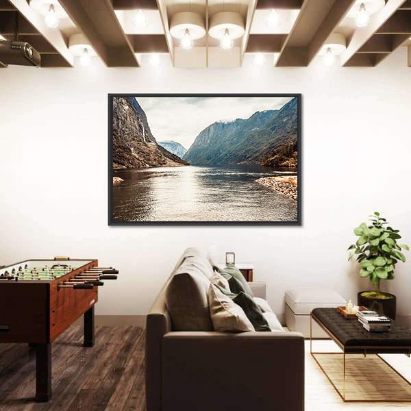 Mountains & Fjord Sognefjord Canvas Wall Art-5 Horizontal-Gallery Wrap-22" x 12"-Tiaracle