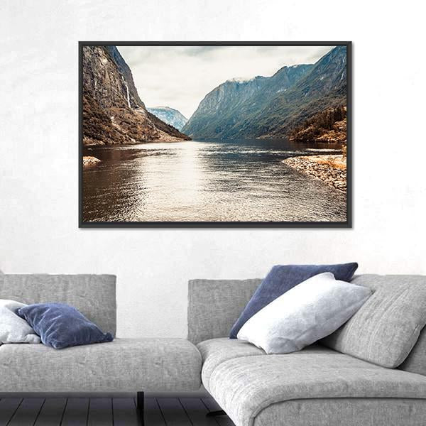 Mountains & Fjord Sognefjord Canvas Wall Art-5 Horizontal-Gallery Wrap-22" x 12"-Tiaracle