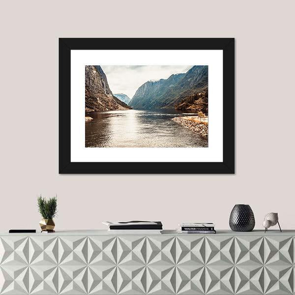 Mountains & Fjord Sognefjord Canvas Wall Art-5 Horizontal-Gallery Wrap-22" x 12"-Tiaracle