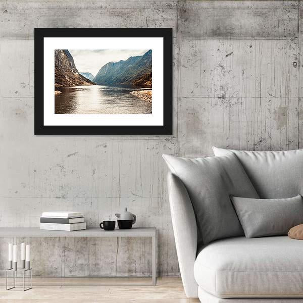 Mountains & Fjord Sognefjord Canvas Wall Art-5 Horizontal-Gallery Wrap-22" x 12"-Tiaracle