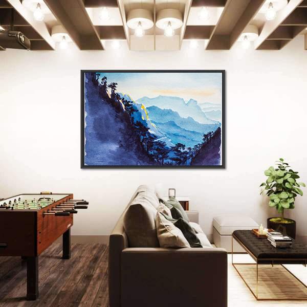 Mountains &amp; Forest Watercolor Canvas Wall Art-3 Horizontal-Gallery Wrap-25" x 16"-Tiaracle