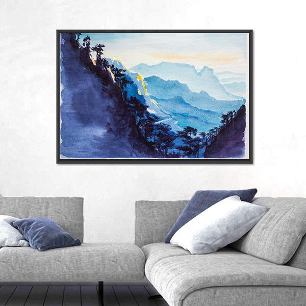 Mountains &amp; Forest Watercolor Canvas Wall Art-3 Horizontal-Gallery Wrap-25" x 16"-Tiaracle
