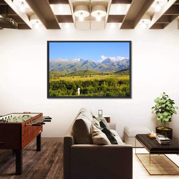Mountains &amp; Green Fields Canvas Wall Art-3 Horizontal-Gallery Wrap-25" x 16"-Tiaracle