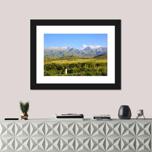 Mountains &amp; Green Fields Canvas Wall Art-3 Horizontal-Gallery Wrap-25" x 16"-Tiaracle