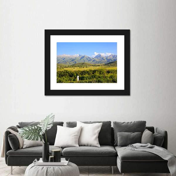 Mountains &amp; Green Fields Canvas Wall Art-3 Horizontal-Gallery Wrap-25" x 16"-Tiaracle