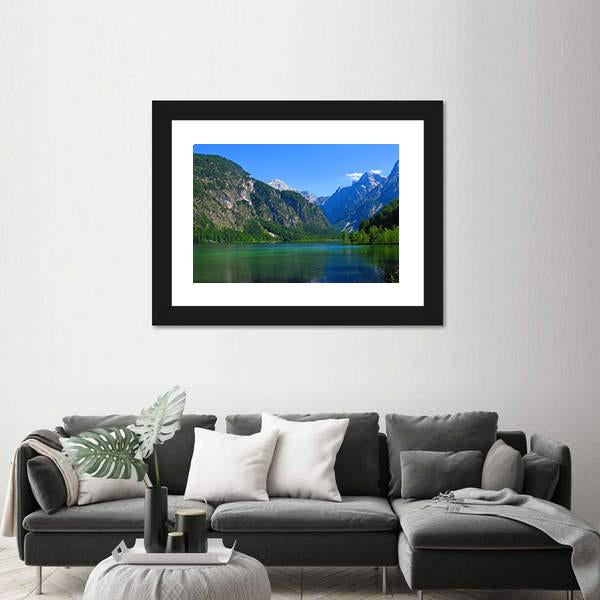 Mountains & Green Lake Canvas Wall Art-3 Horizontal-Gallery Wrap-25" x 16"-Tiaracle