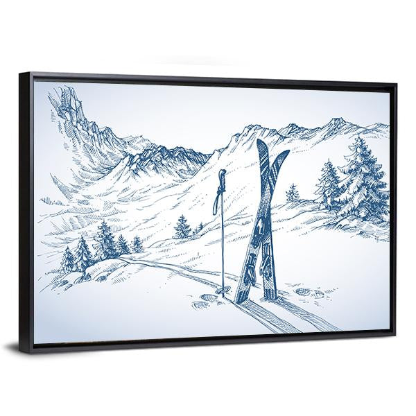 Mountains In Winter Season Canvas Wall Art-3 Horizontal-Gallery Wrap-25" x 16"-Tiaracle
