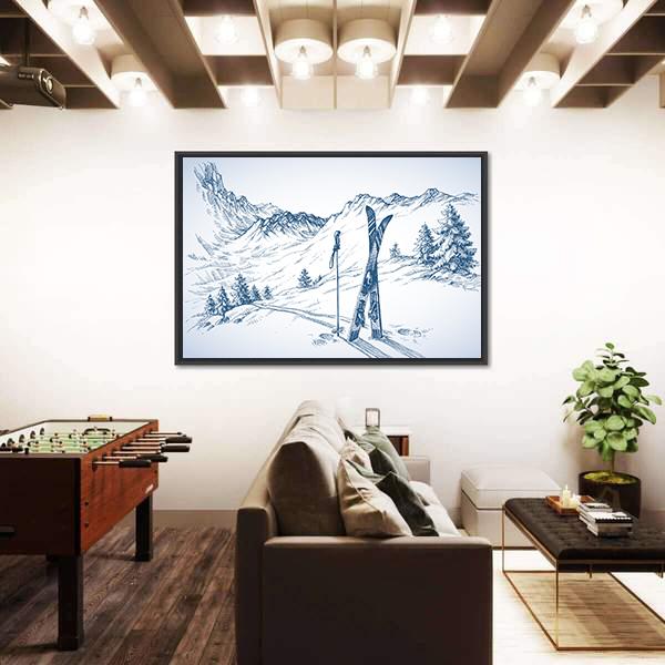 Mountains In Winter Season Canvas Wall Art-3 Horizontal-Gallery Wrap-25" x 16"-Tiaracle