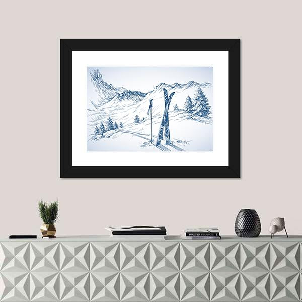 Mountains In Winter Season Canvas Wall Art-3 Horizontal-Gallery Wrap-25" x 16"-Tiaracle