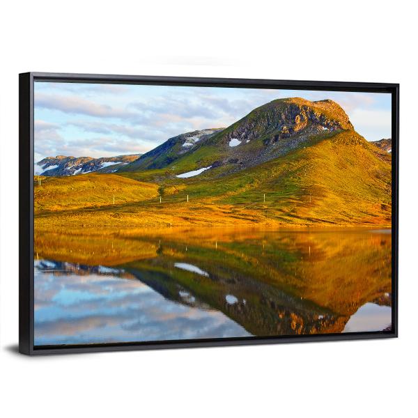 Mountains & Lake Norway Canvas Wall Art-3 Horizontal-Gallery Wrap-25" x 16"-Tiaracle