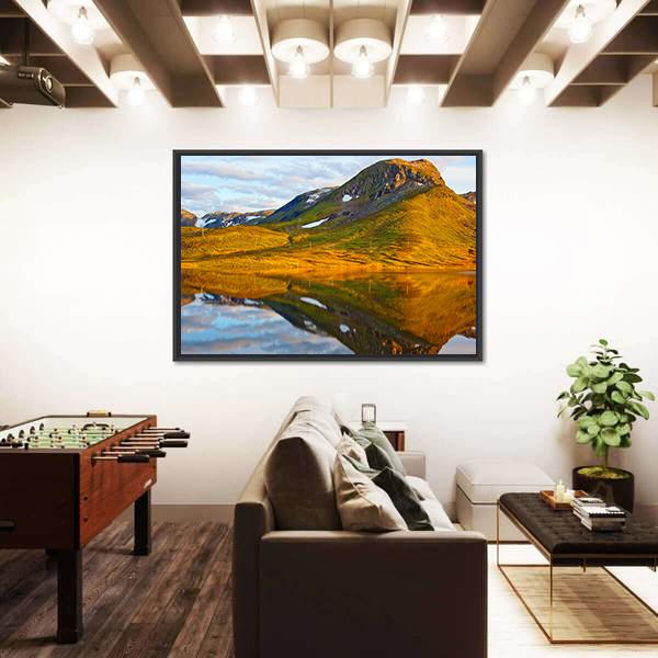 Mountains &amp; Lake Norway Canvas Wall Art-3 Horizontal-Gallery Wrap-25" x 16"-Tiaracle