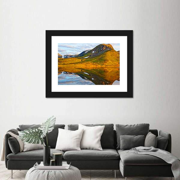 Mountains &amp; Lake Norway Canvas Wall Art-3 Horizontal-Gallery Wrap-25" x 16"-Tiaracle