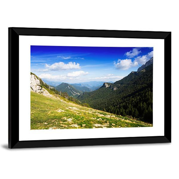 Mountains Landscape In August Canvas Wall Art-1 Piece-Framed Print-20" x 16"-Tiaracle