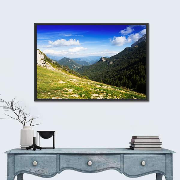 Mountains Landscape In August Canvas Wall Art-3 Horizontal-Gallery Wrap-25" x 16"-Tiaracle