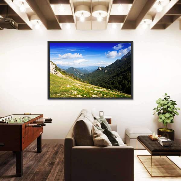 Mountains Landscape In August Canvas Wall Art-3 Horizontal-Gallery Wrap-25" x 16"-Tiaracle