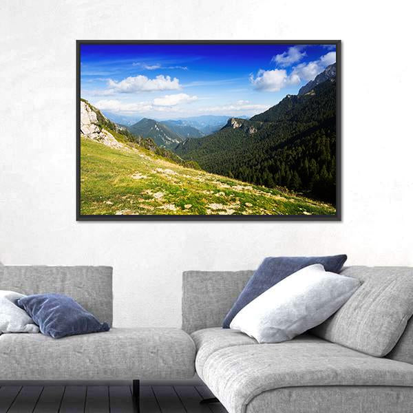 Mountains Landscape In August Canvas Wall Art-3 Horizontal-Gallery Wrap-25" x 16"-Tiaracle