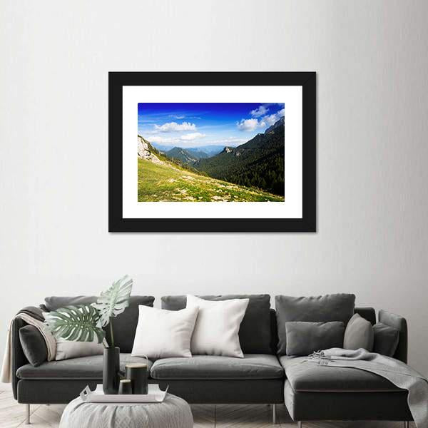 Mountains Landscape In August Canvas Wall Art-3 Horizontal-Gallery Wrap-25" x 16"-Tiaracle