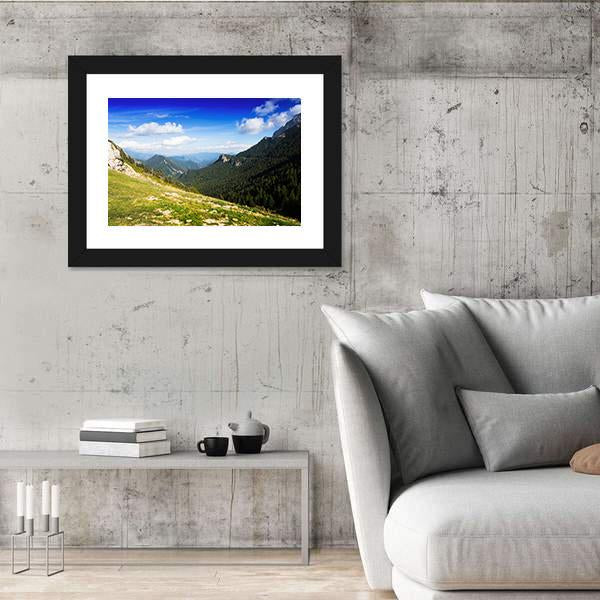 Mountains Landscape In August Canvas Wall Art-3 Horizontal-Gallery Wrap-25" x 16"-Tiaracle