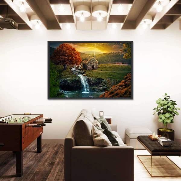 Mountains Near A Stream Canvas Wall Art-3 Horizontal-Gallery Wrap-25" x 16"-Tiaracle