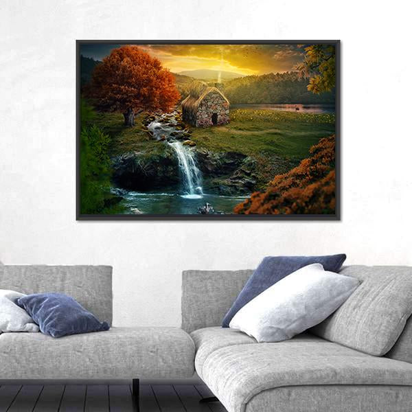 Mountains Near A Stream Canvas Wall Art-3 Horizontal-Gallery Wrap-25" x 16"-Tiaracle