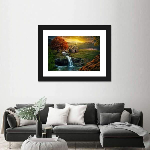 Mountains Near A Stream Canvas Wall Art-3 Horizontal-Gallery Wrap-25" x 16"-Tiaracle