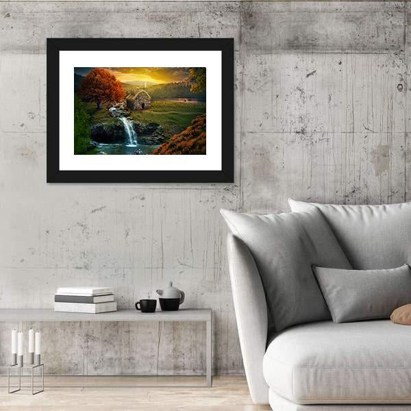 Mountains Near A Stream Canvas Wall Art-5 Horizontal-Gallery Wrap-22" x 12"-Tiaracle