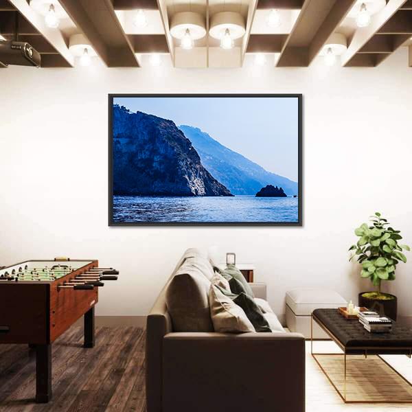 Mountains Near City Positano Canvas Wall Art-3 Horizontal-Gallery Wrap-25" x 16"-Tiaracle