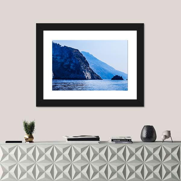 Mountains Near City Positano Canvas Wall Art-3 Horizontal-Gallery Wrap-25" x 16"-Tiaracle