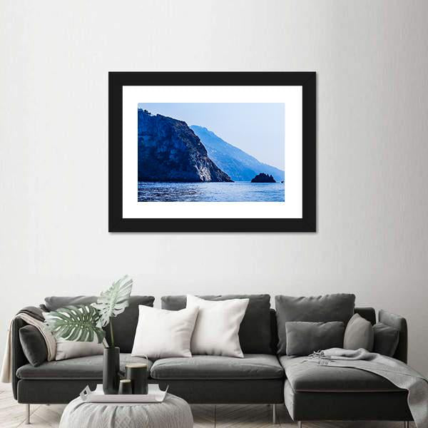 Mountains Near City Positano Canvas Wall Art-3 Horizontal-Gallery Wrap-25" x 16"-Tiaracle