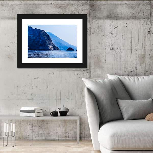 Mountains Near City Positano Canvas Wall Art-3 Horizontal-Gallery Wrap-25" x 16"-Tiaracle