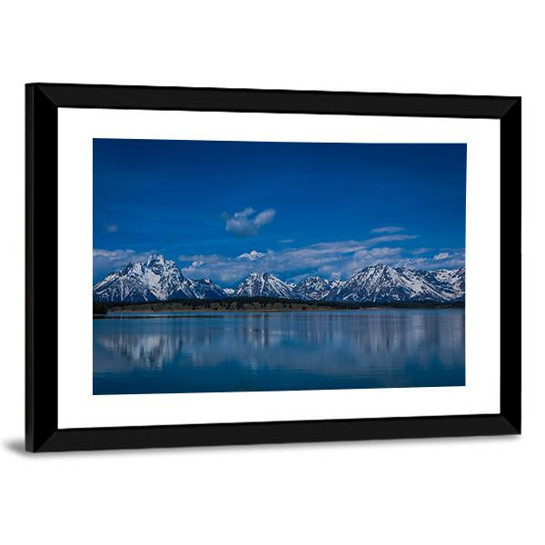 Mountains Near Jackson Lake Canvas Wall Art-1 Piece-Framed Print-20" x 16"-Tiaracle