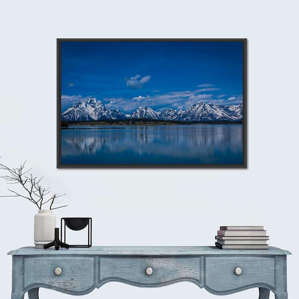 Mountains Near Jackson Lake Canvas Wall Art-3 Horizontal-Gallery Wrap-25" x 16"-Tiaracle