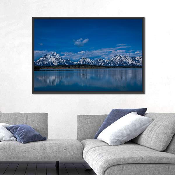 Mountains Near Jackson Lake Canvas Wall Art-3 Horizontal-Gallery Wrap-25" x 16"-Tiaracle