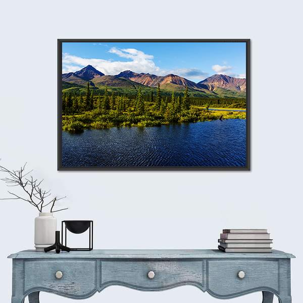 Mountains Of Alaska In Summer Canvas Wall Art-5 Horizontal-Gallery Wrap-22" x 12"-Tiaracle