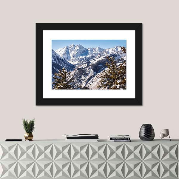 Mountains Of Maroon Bells Canvas Wall Art-1 Piece-Framed Print-20" x 16"-Tiaracle