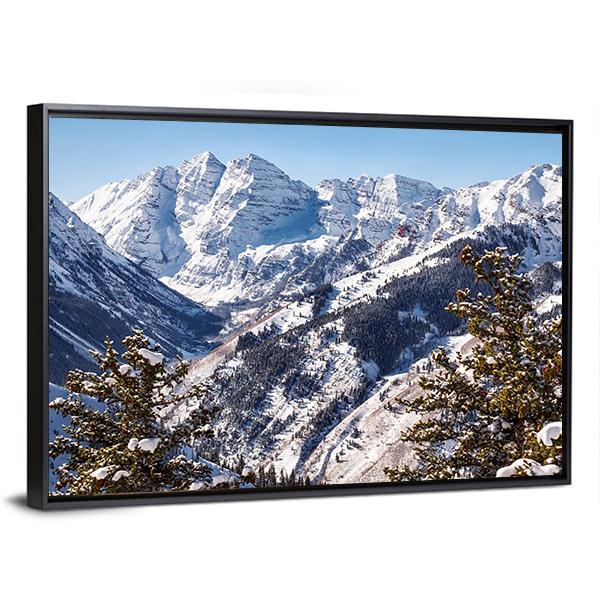 Mountains Of Maroon Bells Canvas Wall Art-3 Horizontal-Gallery Wrap-25" x 16"-Tiaracle