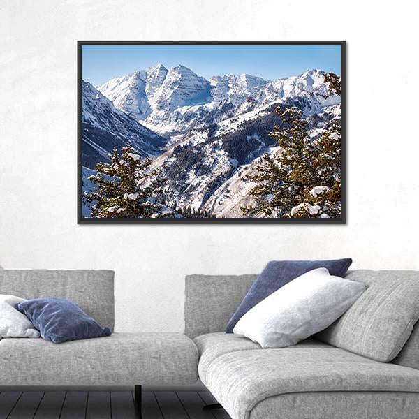 Mountains Of Maroon Bells Canvas Wall Art-3 Horizontal-Gallery Wrap-25" x 16"-Tiaracle