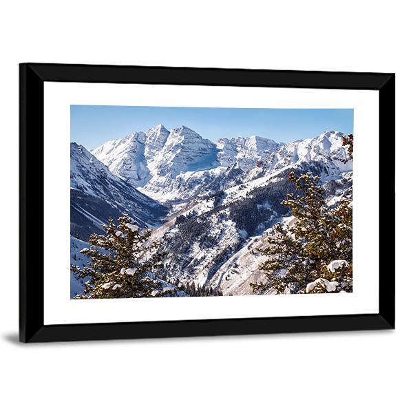 Mountains Of Maroon Bells Canvas Wall Art-3 Horizontal-Gallery Wrap-25" x 16"-Tiaracle