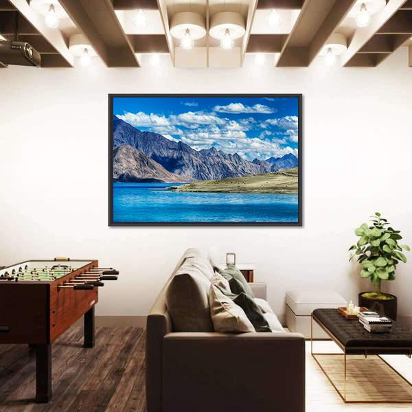 Mountains &amp; Pangong Lake Canvas Wall Art-5 Horizontal-Gallery Wrap-22" x 12"-Tiaracle