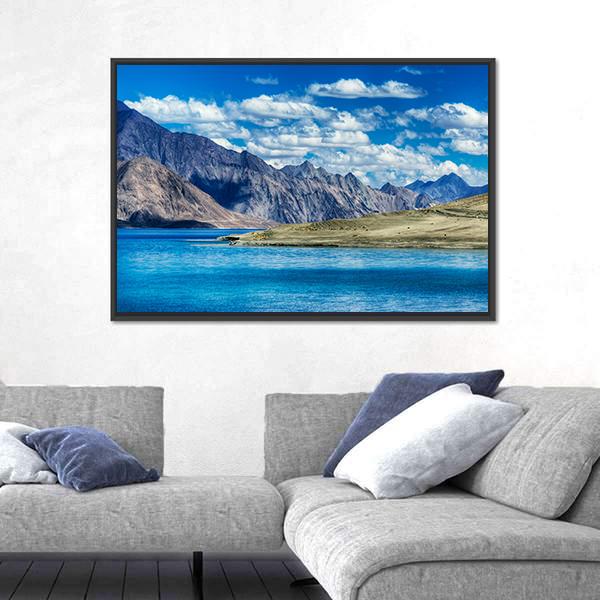 Mountains & Pangong Lake Canvas Wall Art-5 Horizontal-Gallery Wrap-22" x 12"-Tiaracle