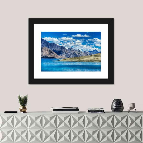 Mountains &amp; Pangong Lake Canvas Wall Art-5 Horizontal-Gallery Wrap-22" x 12"-Tiaracle