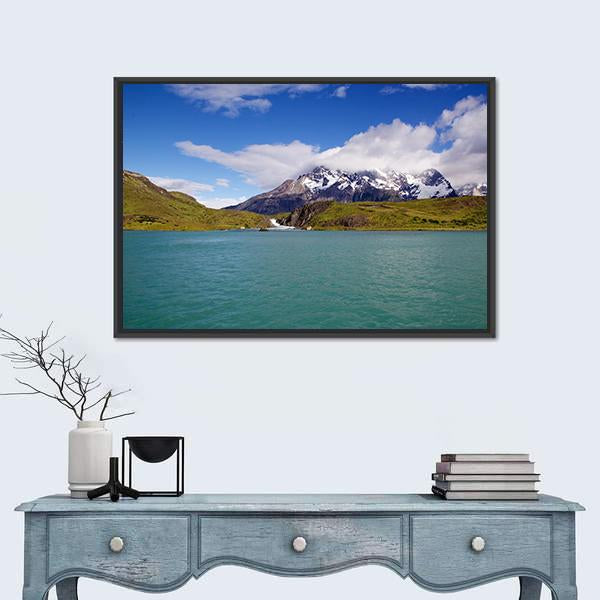 Mountains &amp; Pehoe River Canvas Wall Art-3 Horizontal-Gallery Wrap-25" x 16"-Tiaracle