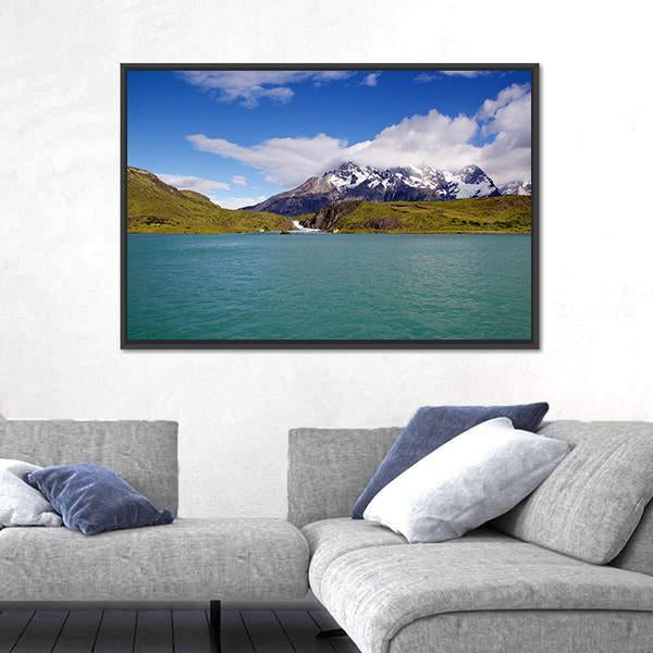 Mountains &amp; Pehoe River Canvas Wall Art-3 Horizontal-Gallery Wrap-25" x 16"-Tiaracle
