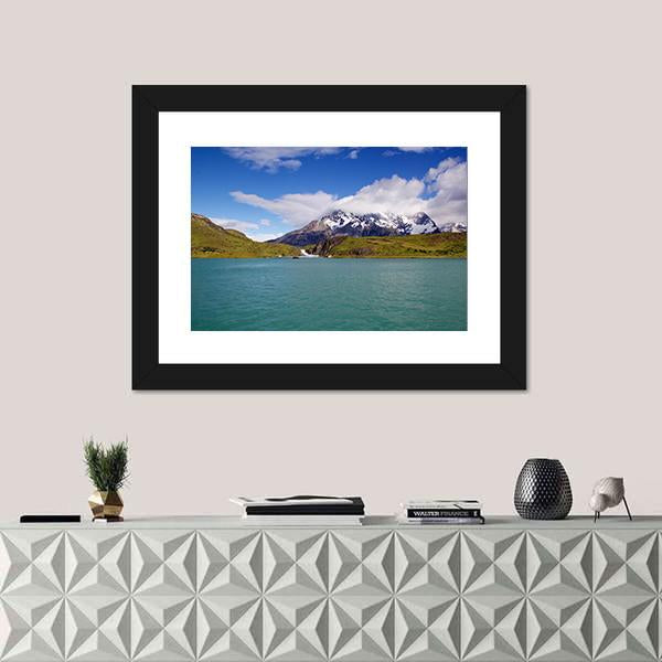 Mountains &amp; Pehoe River Canvas Wall Art-3 Horizontal-Gallery Wrap-25" x 16"-Tiaracle